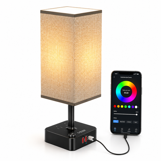 Product: RGB Table Lamp with USB-C and Outlet